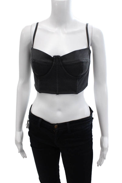 Skims Womens Cotton Hook Back Sleeveless Corset Top Gray Size M