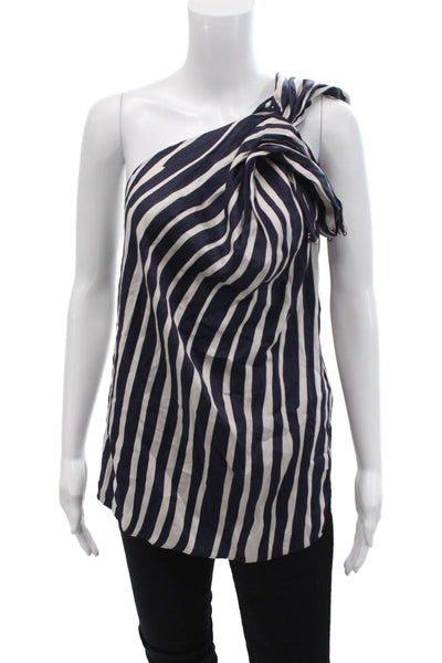 Zara Womens Striped Choker Neck Sleeveless Blouse Top Blue Size Small