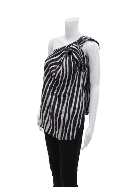Zara Womens Striped Choker Neck Sleeveless Blouse Top Blue Size Small