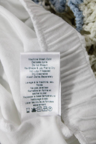 The Range Womens Cotton Collar V-Neck Short Sleeve Top White Size Large