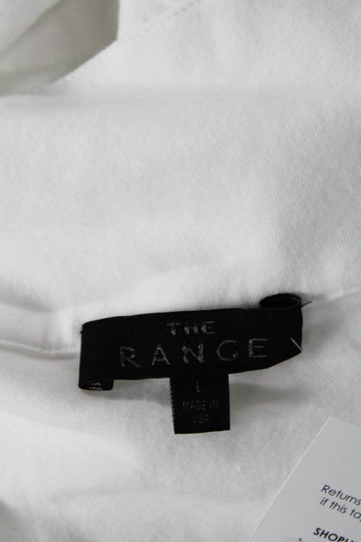The Range Womens Cotton Collar V-Neck Short Sleeve Top White Size Large