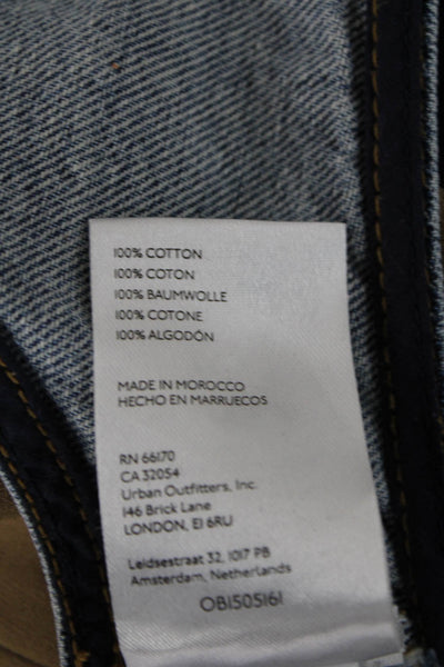 We The Free Womens Medium Wash Cotton Pockets Denim Vest Jacket Blue Size XS