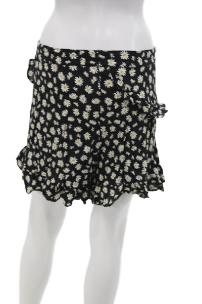 Zara Women's Zip Closure Ruffle Flat Front Floral Shorts Size L