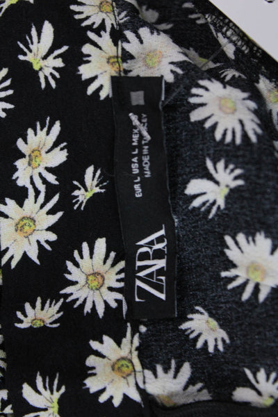 Zara Women's Zip Closure Ruffle Flat Front Floral Shorts Size L
