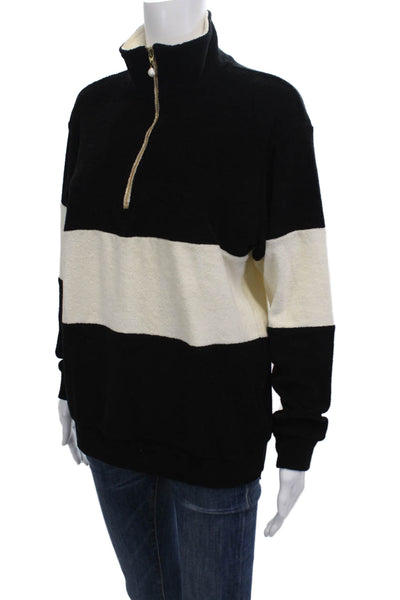 Donni WOmens Cotton Blend High Neck Half Zip Sweatshirt Black Size M