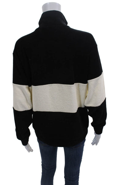 Donni WOmens Cotton Blend High Neck Half Zip Sweatshirt Black Size M