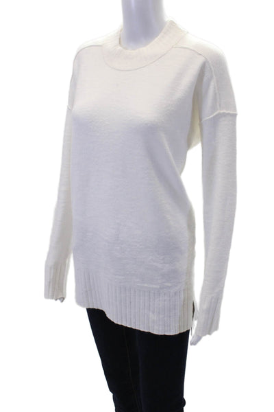 Free People Womens Round Neck Long Sleeve Pullover Sweater White Size XS