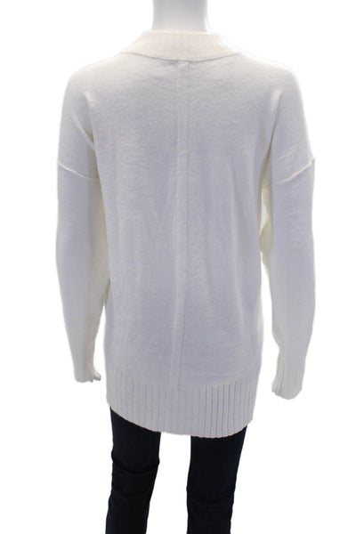 Free People Womens Round Neck Long Sleeve Pullover Sweater White Size XS