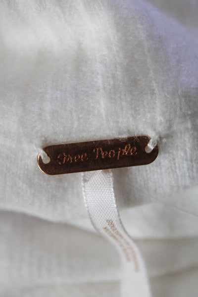 Free People Womens Round Neck Long Sleeve Pullover Sweater White Size XS