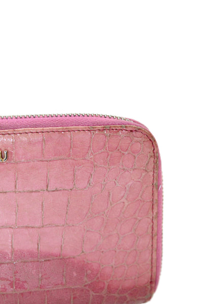 Miu Miu Womens Leather Zip Around Wallet Pink