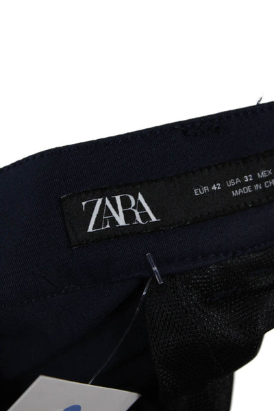 Zara Mens Tapered Stretch Pants Blue Size 32