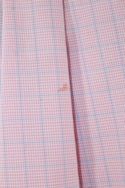 Lauren Ralph Lauren Mens Button Front Collared Plaid Pocket Shirt Pink Size 15.5
