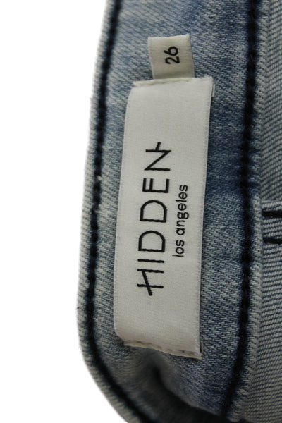Hidden Womens High Rise Light Wash Flare Leg Jeans Blue Cotton Size 26