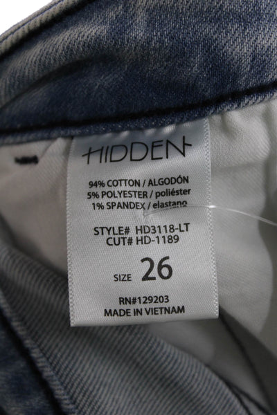 Hidden Womens High Rise Light Wash Flare Leg Jeans Blue Cotton Size 26