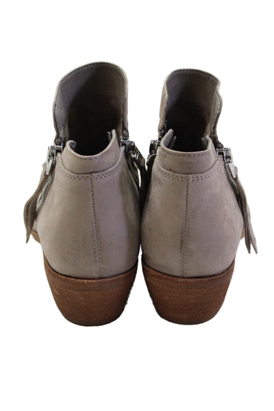 Sam Edelman Womens Leather Zip Up Packer Ankle Boots Grey Size 6.5  Medium