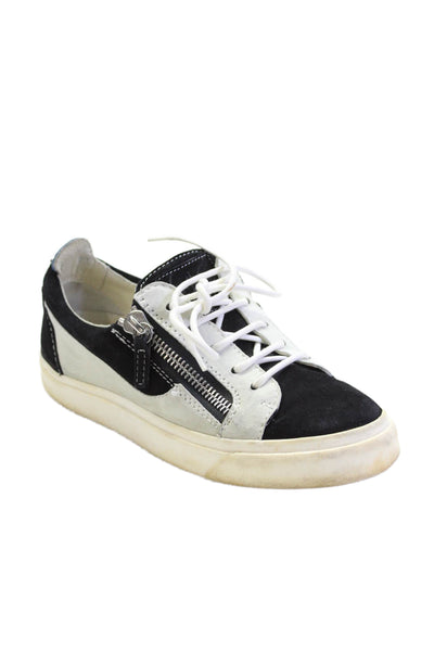 Giuseppe Zanotti Design Womens Suede Low Top Sneakers Black Grey Size 36.5 6.5