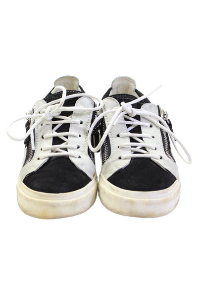 Giuseppe Zanotti Design Womens Suede Low Top Sneakers Black Grey Size 36.5 6.5