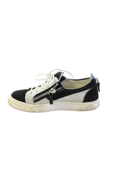 Giuseppe Zanotti Design Womens Suede Low Top Sneakers Black Grey Size 36.5 6.5