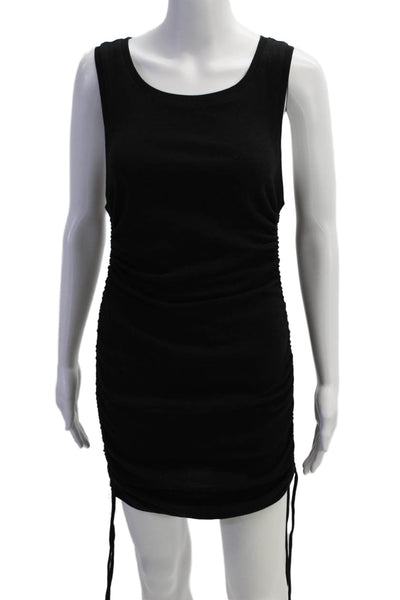 Good American Womens Cotton Blend Ruched Sleeveless Dress Black Size 2