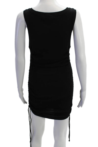 Good American Womens Cotton Blend Ruched Sleeveless Dress Black Size 2
