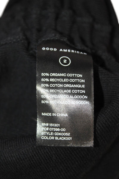 Good American Womens Cotton Blend Ruched Sleeveless Dress Black Size 2