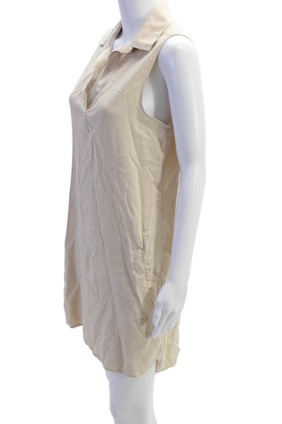 Bella Dahl Womens Solid Collared Sleeveless Dress Beige Size XS