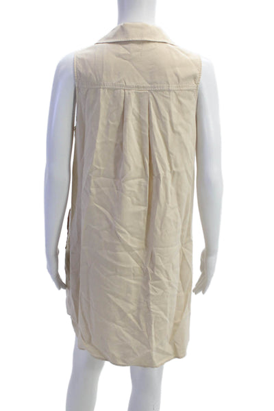 Bella Dahl Womens Solid Collared Sleeveless Dress Beige Size XS