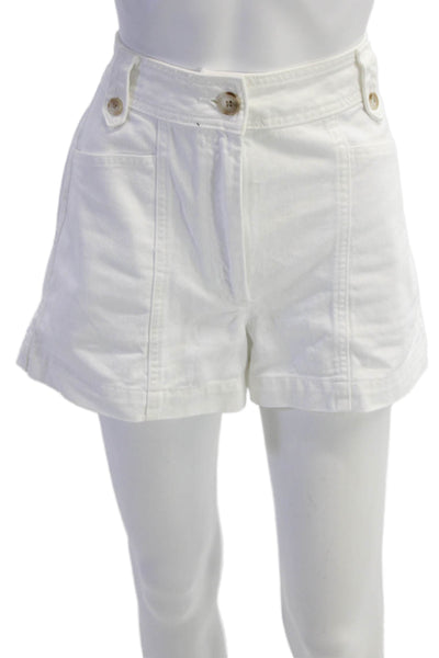 Reiss Womens Cotton Blend Four Pocket High-Rise Shorts White Size 10