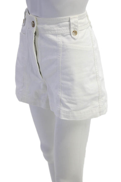 Reiss Womens Cotton Blend Four Pocket High-Rise Shorts White Size 10