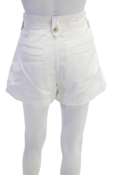 Reiss Womens Cotton Blend Four Pocket High-Rise Shorts White Size 10