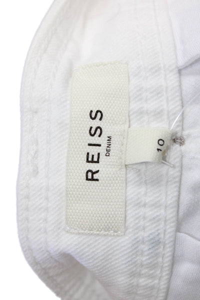 Reiss Womens Cotton Blend Four Pocket High-Rise Shorts White Size 10