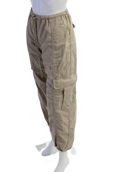 Heartloom Womens Cotton Blend Drawstring Waist Cargo Pants Beige Size S