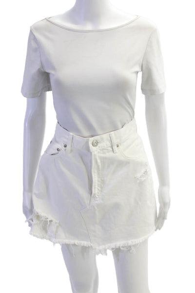 Moussy Womens Cotton Five Pocket Mini Denim Skirt White Size 28