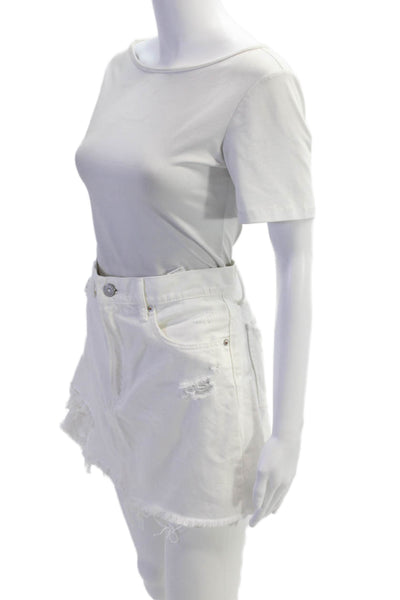 Moussy Womens Cotton Five Pocket Mini Denim Skirt White Size 28