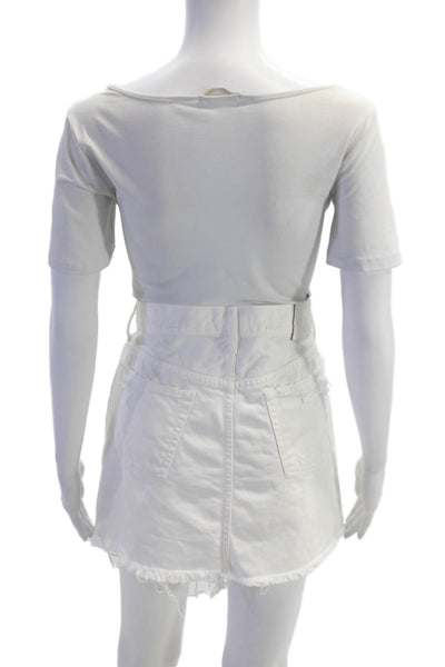 Moussy Womens Cotton Five Pocket Mini Denim Skirt White Size 28