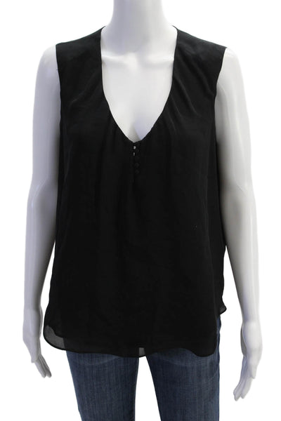 L'Agence Womens Silk Scoop Neck Tank Top Blouse Black Size S
