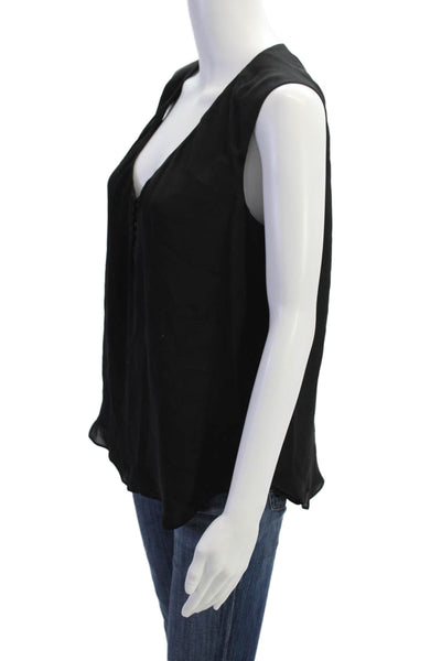 L'Agence Womens Silk Scoop Neck Tank Top Blouse Black Size S