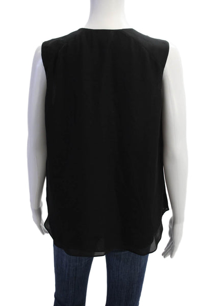 L'Agence Womens Silk Scoop Neck Tank Top Blouse Black Size S