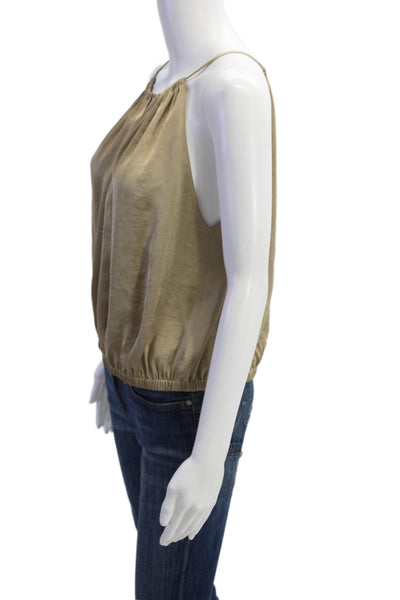 Theory Womens Satin Keyhole Pullover Tank Top Blouse Beige Size M