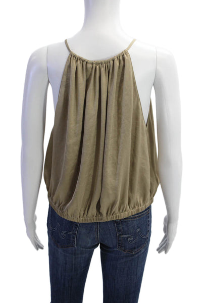 Theory Womens Satin Keyhole Pullover Tank Top Blouse Beige Size M