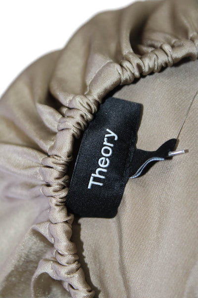 Theory Womens Satin Keyhole Pullover Tank Top Blouse Beige Size M