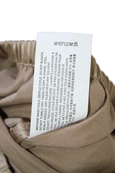 Theory Womens Satin Keyhole Pullover Tank Top Blouse Beige Size M