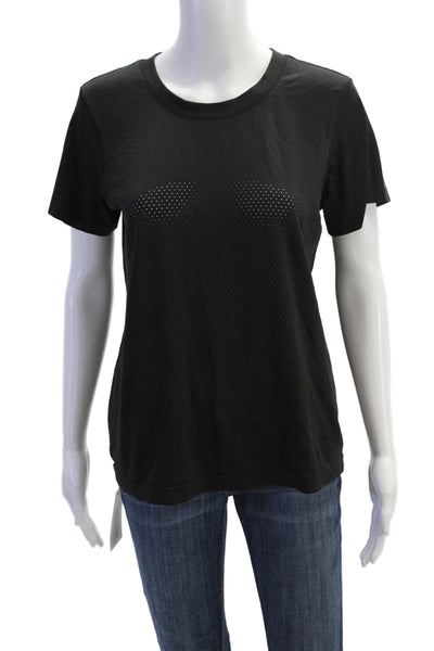 Lululemon Womens Stretch Perforated Short Sleeve Activewear Top Black Size 6