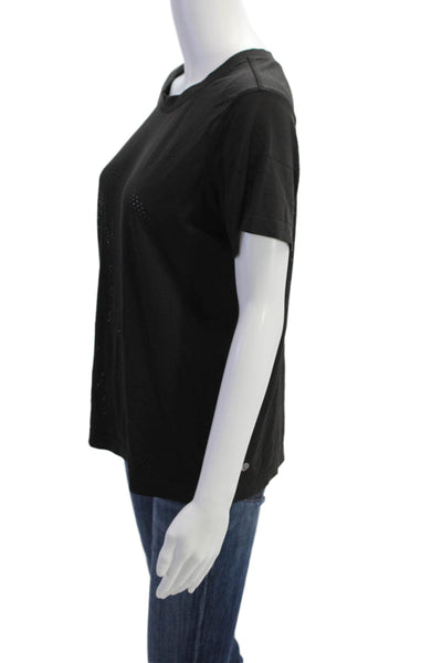 Lululemon Womens Stretch Perforated Short Sleeve Activewear Top Black Size 6
