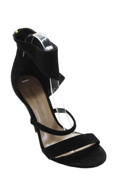 Tamara Mellon Womens Suede Ankle Strap Cone Heels Shoes Black Size 8