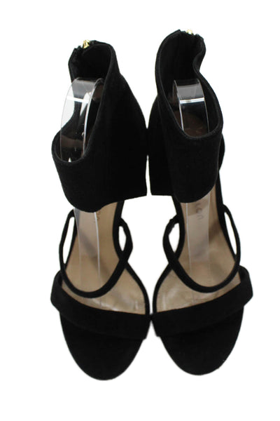Tamara Mellon Womens Suede Ankle Strap Cone Heels Shoes Black Size 8