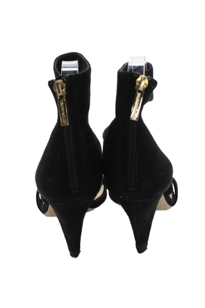 Tamara Mellon Womens Suede Ankle Strap Cone Heels Shoes Black Size 8