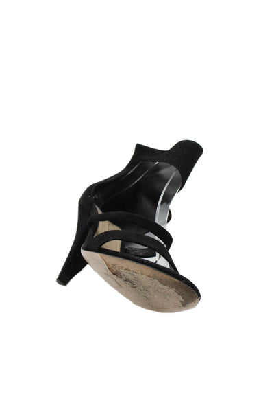 Tamara Mellon Womens Suede Ankle Strap Cone Heels Shoes Black Size 8