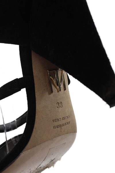 Tamara Mellon Womens Suede Ankle Strap Cone Heels Shoes Black Size 8