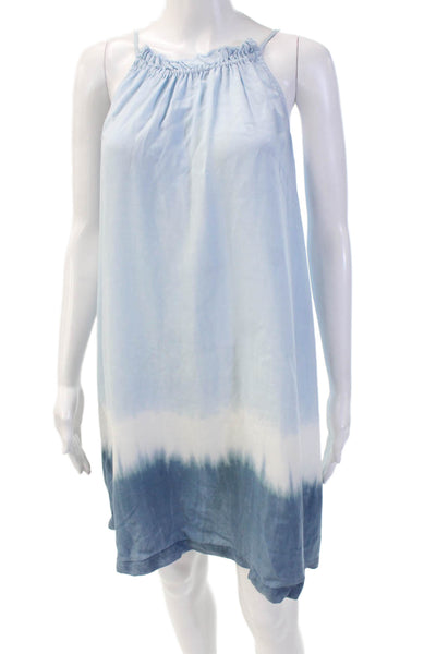 Bella Dahl Girls Sleeveless Scoop Neck Ombre Shift Dress Blue White Size 14